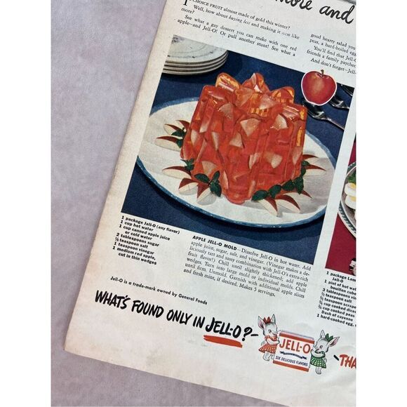 Vintage 1945 Jello Print Ad Jello Mold Mod - Picture 2 of 5
